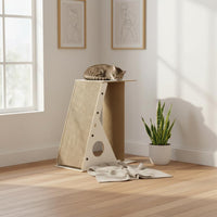Cat Scratching Pillar with Ramp Corrugated Feline Scratcher Scratcher with Perch Protects Furniture Pet Supplies for Indoor