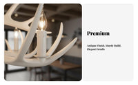 Branch Chandelier Vintage Design Rustic Deer Branch Chandelier Adjustable Chain Deer Branch Light Fixture for Restaurant Owners, Dining Room, Cafe