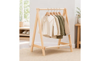 Folding Clothes Rack Solid Wood Wooden Garment Rack Minimalist Furniture for Kids, Nursery, Playroom