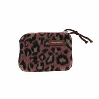 Large Capacity Leopard Print Pouch Stylish Patterns Woolen Zipper Pouch Compact for Travelers, Students, Daily Use, Inside Handbag, Vacation