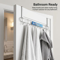 Hanging Hook Rack for Bathroom Door and Dorm Room Students, Stainless Steel Organizer with Thick Wire Design