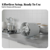 Powerful Suction Portable Kitchen Exhaust Fan Installation-No-Installation Stovetop Smoke Extractor High Airflow Kitchen Ventilation Fan All-Metal Body for Apartment Dwellers, DIY Enthusiasts, Small Areas, Garage, Basement, Windowsill