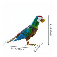 Artistic Design Parrot Statue Weather Resistant Metal Parrot Decor Vivid Colors Bird Garden Ornament Hand Painted for Outdoor, Yard