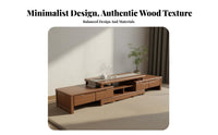 Extendable TV Stand Solid Wood Construction Retractable Entertainment Center Modern Wooden Media Console for Small Apartment Dwellers