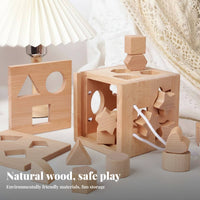 Unpainted 15 Hole Intelligence Box Early Learning Wooden Shape Sorter Box Natural Wood Wooden Shape Sorting Educational Toy Educational for Toddlers, Preschoolers, Babies, Preschool Classroom, Daycare, Playroom