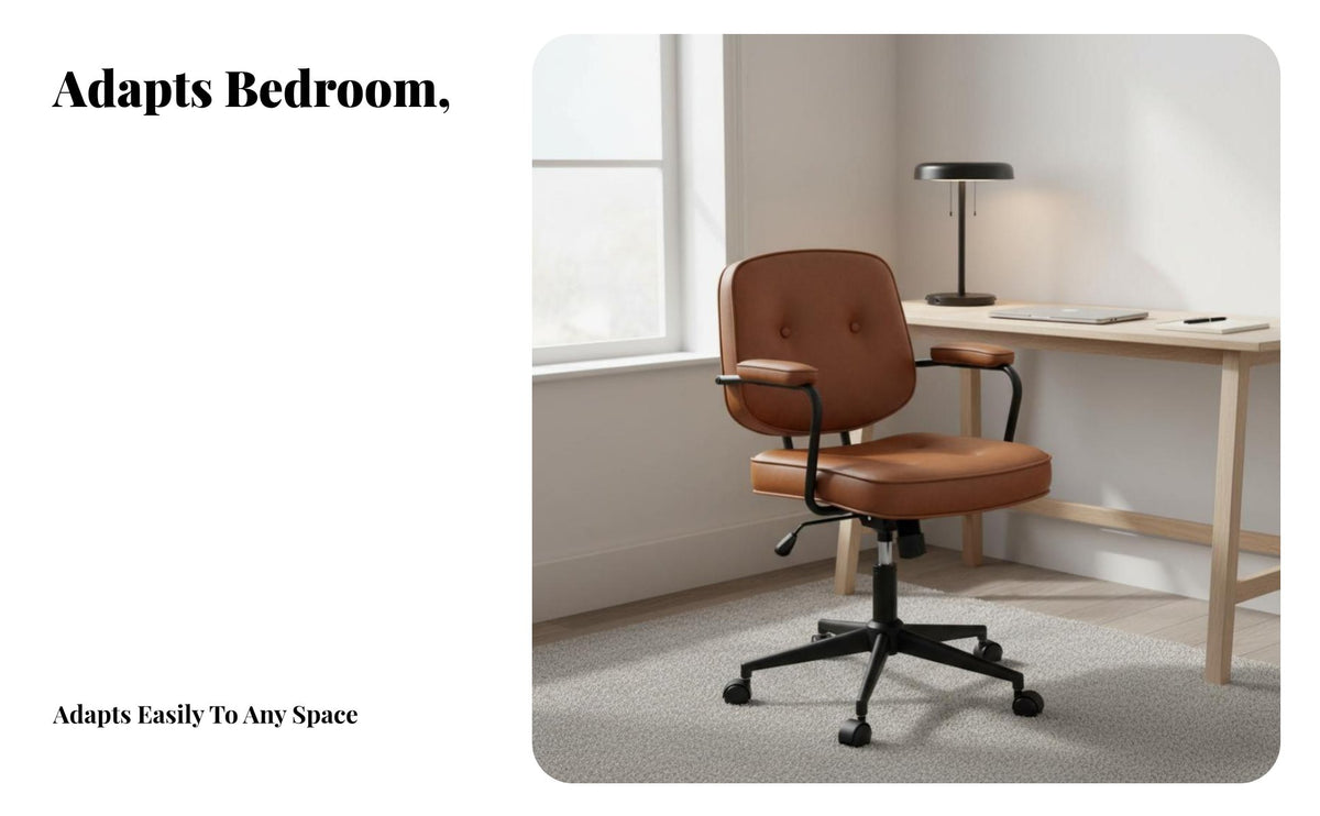 Height Adjustable Upholstered Rolling Task Chair Wheeled Base Upholstered Rolling Vanity Chair Ergonomic supportrest rotating Stool Soft Upholstery for Students, Teens, Women, Study Room, Bedroom