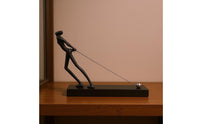 Black Abstract Sculpture Marble Base Abstract Figurine Minimalist Metal Figurine Sculptural for Office