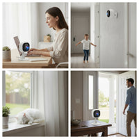 Compact Security Camera with Mounting Plate Smart Pan and Tilt Camera Wireless Tabletop for Caregivers, Parents, Pet Owners, Home Monitoring