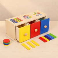 Child-Centered Wooden Color and Shape Sorter Hand-Eye Coordination Wooden Box with Drawers Matching Box with Drawers Learning for Homeschool
