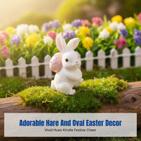 Easter Bunny Figurine, Resin Miniature, Oval-Hugging Bunny, Garden DIY Decor, Cartoon Design