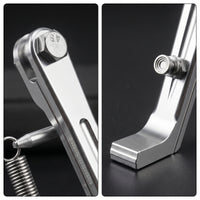 Aluminum Alloy Motorcycle Side Stand with Spring CNC-Machined Motorcycle Kickstand Spring Short Silver for Motorcyclists, Riders, Custom Builds