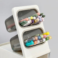 Office Desk Organizer Set, Multi-Layer Slanted Desktop Pen Holder for Students, Home Organization Stationery Storage