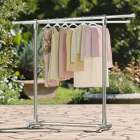Clothes Air-Dry Rack with Wheels Extendable Garment Rack with Wheels Adjustable Furniture for Families, Laundry Room, Balcony, Apartment