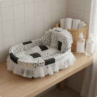 Boat-Shaped Pet Bed Raised Side Bolsters Sleeping Cushion Padded Animal Furniture