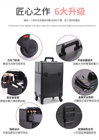 Aluminum Alloy Professional Large Capacity Trolley Cosmetic Tool Box