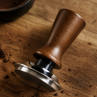 Espresso Coffee Tamper with Wooden Handle and Stainless Steel Base