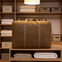 Sturdy Canvas Storage Bag for Clothes, 129.6L Cubic Storage Bags with Reinforced Corners, Foldable Open-Top Moving Container for Bedroom