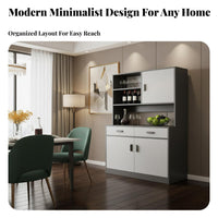 Storage Cabinet with Vino Rack Modern Design Vino Bar Display Cabinet Large Capacity Dining Room Buffet Hutch for Families, Homeowners