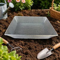 Soil Sifter, 2mm Mesh Galvanized Steel Sieve, 43x33x9-10cm Square Dirt Sifter for Gardeners, Sand & Gravel
