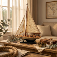 Wooden Sailing Boat Model with Stand Tabletop Wooden Sailboat Model Sailboat Decoration with Stand Small Coastal for Collectors