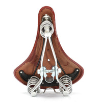 Curved Retro Shape Vintage Bike Saddle Brown-Red Finish Vintage Bike Seat Metal Rivets Faux Leather Saddle Shock Absorbing