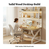Study Desk Bookshelf Multi-Functional Storage Desk and Bookshelf Combo Multifunctional Home Design Office Workstation for Students, Bedroom, Dorm Room