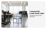 Cool and Breathable Woven Cord Factory Chair Wear-Resistant Workplace Furniture Sturdy Frame Workshop Stool High Load-Bearing for Sewing Machine Operators, Manual Laborers