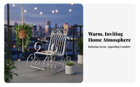 Retro Design Wrought Iron rocking seat long-durableing Rocking Chair Rust-Resistant Outdoor Furniture sturdy Duty for Seniors, Homeowners, Gardeners, Balcony, Garden, Patio, rearyard