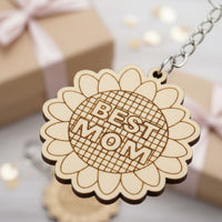 Personalized Gift Mother's Day Wooden Keychain Laser Cut DIY Wooden Keychain Kit Heartfelt Present Mom Themed Wood Craft Polished Edges for Daughters, Sons, Kids, School Projects, Birthday