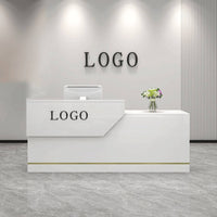 Compact Design Small Reception Desk Large Storage Space Modern Reception Desk Multi-Functional Retail Checkout Counter Sturdy Construction for Money Iers, Receptionists, Shopkeepers, Barbershop, Boutique, Office, Lobby