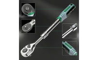 Telescopic Ratchet Wrench Heavy-Duty Tool Non-Slip for Automotive Repair, DIYers