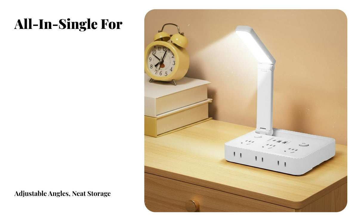 Foldable Desk Lamp Socket Multi-Functional Design Illuminant Desk Lamp Power Strip Power Outlet Board Night Light Safety Sockets