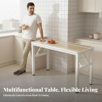 Foldable Fold-up Computer Table Space-Saving Collapsible Desk Minimalist Design Household Furniture Multi-Functional for Apartment Dwellers, Students, Home Office Workers, Small Areas, Dorm Room, Kitchen, Bedroom