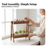 2-Tier Collapsible Shelf Space-Saving 2-Tier Plant Stand Stable Structure