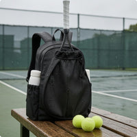 Zippered Main Compartment Drawstring Racket Backpack Water-Resistant Tennis Backpack Soft Structured Racket Bag Top Carry Handle for Pickleball, Gym