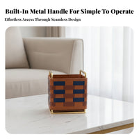 Home Organizer Stitched Edges Desktop Organizer PU Leather Storage Box Open-Top