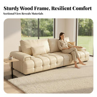 Straight-Line 3-Seater Sofa Top-Grain Cowhide Upholstered 3-Seater Couch Modern Minimalist Design Living Room Seating for Apartment Dwellers, Families