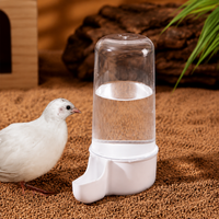 Automatic Chicken Feeder and Waterer Set, Chicken Waterer and Chicken Feeder for Button Quail, Transparent Clear with White Base