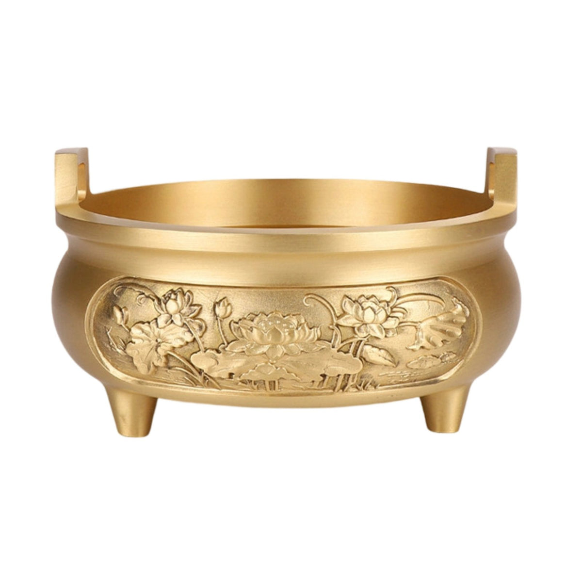 Brass Incense Burner and Candle Holder Set, Lotus Embossed, Altar Supplies, Indoor Worship, Temple, Event, Wedding