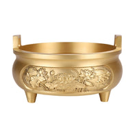Brass Incense Burner and Candle Holder Set, Lotus Embossed, Altar Supplies, Indoor Worship, Temple, Event, Wedding