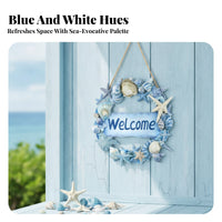 Sea Star Coastal Wreath Sign Easy to Hang Beach Welcome Sign Lightweight Wooden Door Hanger Long-Lasting