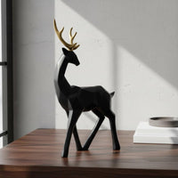 2 Pieces Modern Design Deer Statue Set Light Luxury Geometric Deer Statue Great Gift Idea for Couples, Office Desktop, TV Cabinet, Bookshelf
