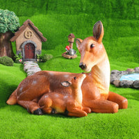 Deer Figurine Resin Deer Statue Fawn Statue Decorative Buck Sculpture Textured for Garden, Courtyard