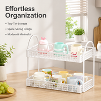 Metal 2-Tier Mug Rack, Coffee Mug Holder Stand for Kitchen Countertop, Space Saving Tea Cup Holder, Modern Minimalist Design