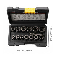 14 Pieces Damaged Nut Extractor Easy out Nut Remover Socket Kit Multi-Channel Design Opposite Twist Socket Set for Auto Repair Workers, Workshop