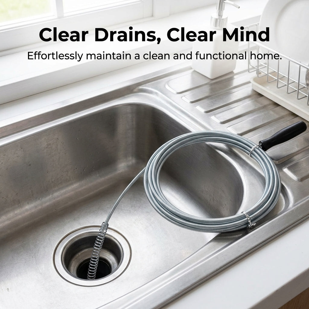 Manual for Toilet Clogged Drain Remover, Hand Crank Pipe Cleaning Tool Auger for Kitchen Sink, KOMEKI for Homeowners