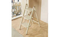 Foldable Ladder with Wide Steps Non-Slip Triangular-Frame Ladder Sturdy Step Stool Compact for Homeowners, Seniors, Kitchen, Closet, Pantry