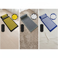 3 Piece Set Acupressure Mat with Bolster Therapeutic Acupressure Set with Bag Relaxing Mat with Pillow for Yogis, Home Recovery, Stretching