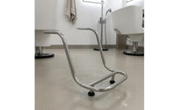 Steel Footrest Bracket Curved Barber Chair Footrest Replacement Foot Rest Chrome Finish Salon Hardware Rubber Feet