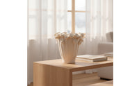 Vase with Floral Relief Asymmetrical Sculptural Vase Matte for Living Room